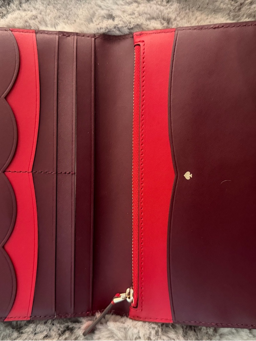 kate spade Two-Tone Burgundy and Red Leather Wallet